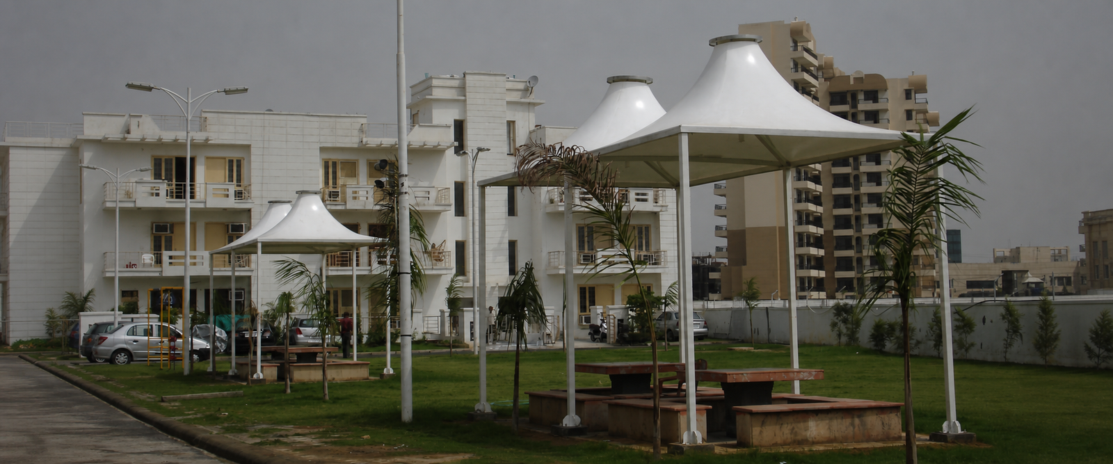 Tensile gazebo structures